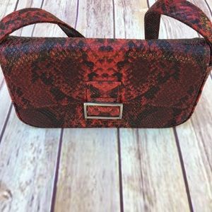 Red Snakeskin Small Handbag